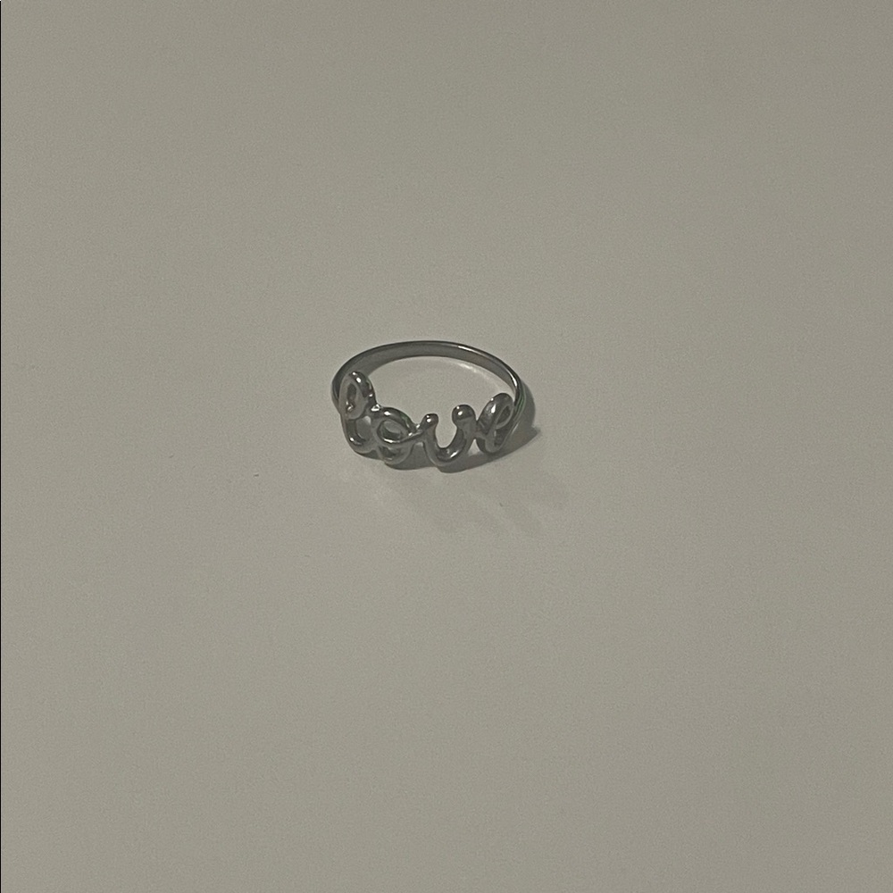 Silver Love Script Ring - Picture 1 of 2